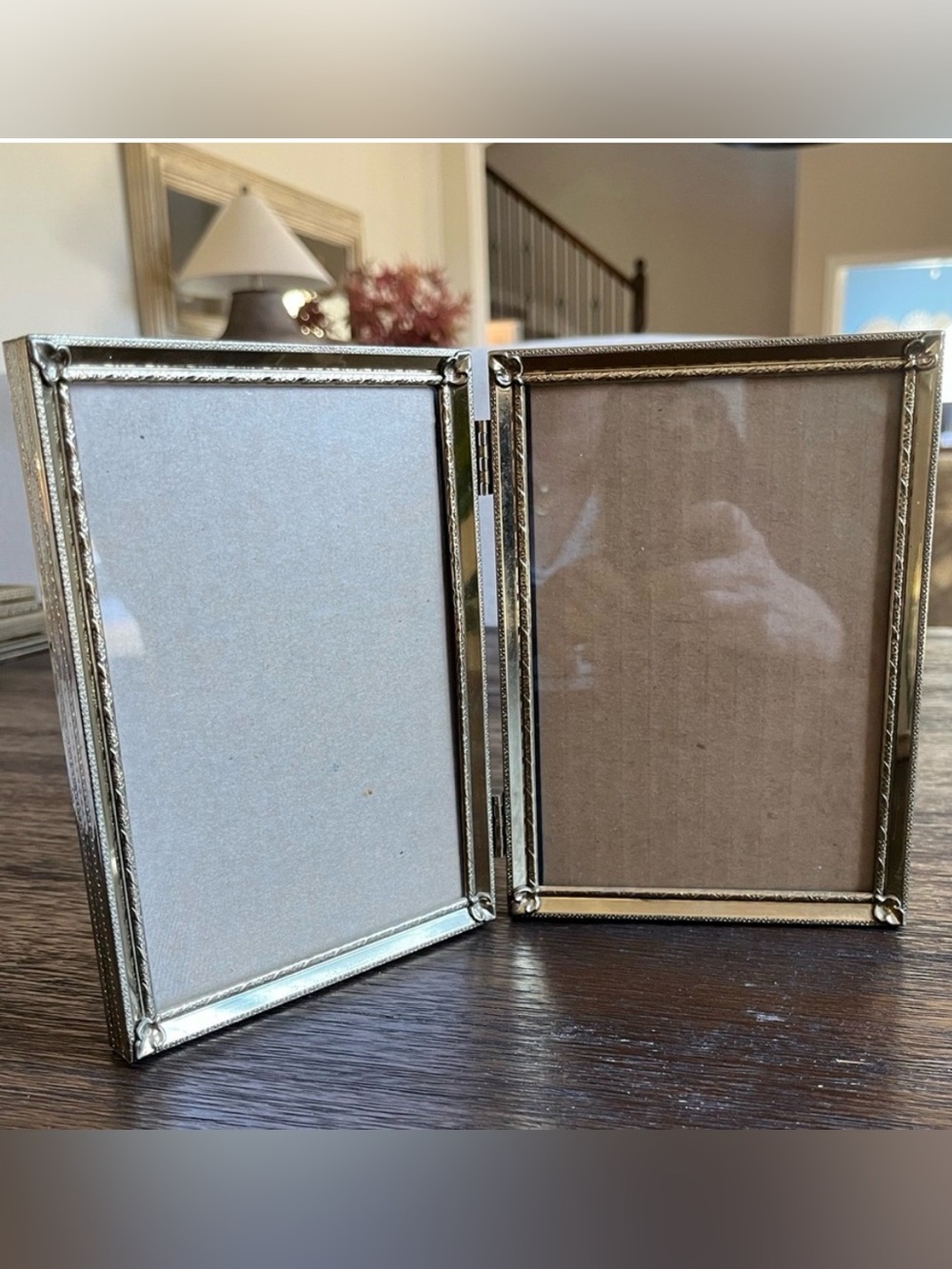 Gold Brass Hinged Frame with Glass | Vintage Retro MCM | 7”T